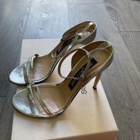 Sergio Rossi Shoes - sergio rossi argento crack lame silver pvc clear strap high heel size 38.5